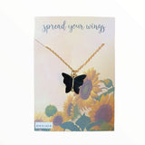 Rack Jack Y2K Charm Pendant Gold Necklace - Butterfly - Black