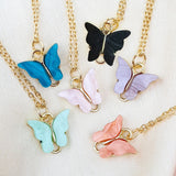 Rack Jack Y2K Charm Pendant Gold Necklace - Butterfly - Black