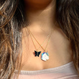 Rack Jack Y2K Charm Pendant Gold Necklace - Butterfly - Black