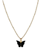 Rack Jack Y2K Charm Pendant Gold Necklace - Butterfly - Black