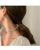 Elegant Crystal Beaded Choker - White