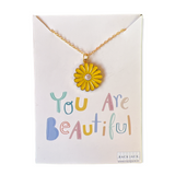 Y2K Charm Pendant Gold Necklace - Daisy - Yellow