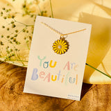 Y2K Charm Pendant Gold Necklace - Daisy - Yellow