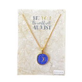 Dreamy Gold Enamel Charm Pendant - Blue Moon