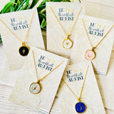 Dreamy Gold Enamel Charm Pendant - Blue Moon