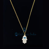 Y2K Charm Pendant Gold Necklace - Hamsa Hand Evil Eye