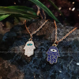 Y2K Charm Pendant Gold Necklace - Hamsa Hand Evil Eye