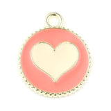 Rack Jack Y2K Charm Pendant Gold Necklace - Heart Circle - Peach