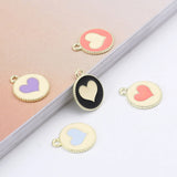 Rack Jack Y2K Charm Pendant Gold Necklace - Heart Circle - Peach