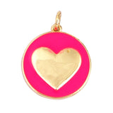 Rack Jack Y2K Charm Pendant Gold Necklace - Heart Circle - Peach