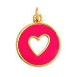Rack Jack Y2K Charm Pendant Gold Necklace - Heart Circle - Peach