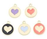 Rack Jack Y2K Charm Pendant Gold Necklace - Heart Circle - Peach