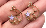 Y2K Charm Pendant - Moon & Star - Purple