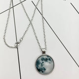 Rack Jack Mini Glow in the Dark Moon Pendant Handmade Glass Dome Lunar Eclipse Alloy Pendant Necklace  Women - Dark Grey
