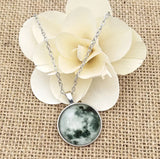 Rack Jack Mini Glow in the Dark Moon Pendant Handmade Glass Dome Lunar Eclipse Alloy Pendant Necklace  Women - Dark Grey