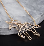 Rack Jack Unicorn Origami Pendant Necklace - Gold