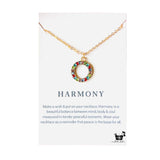 Rack Jack Ring Necklace Charm Pendant Multicolour Stones Jewellery for Girls Women - Harmony - Gold