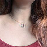 Rack Jack Ring Necklace Charm Pendant Multicolour Stones Jewellery for Girls Women - Harmony - Gold