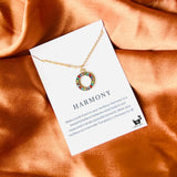 Rack Jack Ring Necklace Charm Pendant Multicolour Stones Jewellery for Girls Women - Harmony - Gold