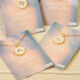 Constellation Mother of Pearl Shell Charm Pendant Gold Necklace - White - Capricorn