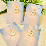 Constellation Mother of Pearl Shell Charm Pendant Gold Necklace - White - Capricorn