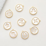 Constellation Mother of Pearl Shell Charm Pendant Gold Necklace - White - Capricorn