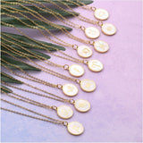 Constellation Mother of Pearl Shell Charm Pendant Gold Necklace - White - Capricorn