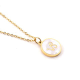 Constellation Mother of Pearl Shell Charm Pendant Gold Necklace - White - Capricorn