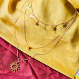 Rack Jack 3PCS Layered Stacking Choker Necklace for Women Girls Sun Crescent Moon Star Adjustable Chain Pendant Statement Sister Christmas Valentines Gifts - Gold Colour