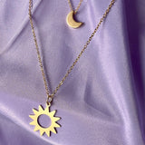 Rack Jack 3PCS Layered Stacking Choker Necklace for Women Girls Sun Crescent Moon Star Adjustable Chain Pendant Statement Sister Christmas Valentines Gifts - Gold Colour
