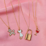 Rack Jack Y2K Charm Pendant Gold Necklace - Inspirational - Kitten