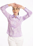 Satin Marble Printed Button Down Shirt