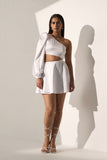 Evening One shoulder White Satin dress for women