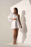 Evening One shoulder White Satin dress for women