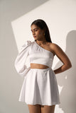 Evening One shoulder White Satin dress for women