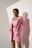 Formal Pink Blazer with skirt and top Co-ord set for Women
