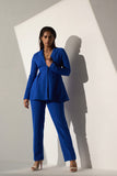 Powerful Women's Royal blue blazer with straight pants (Set)