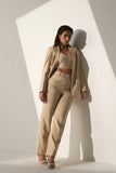 Ladies Workwear Beige Blazer with Straight pants(SET)