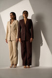 Workwear Brown Blazer with Straight pants for Women