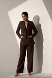 Workwear Brown Blazer with Straight pants for Women