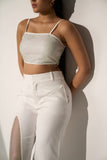 White Crystal Mesh Blazer with Pants and  a bralette-style top