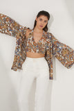 Multicolor Printed Halter neck top with a Shrug (Set)