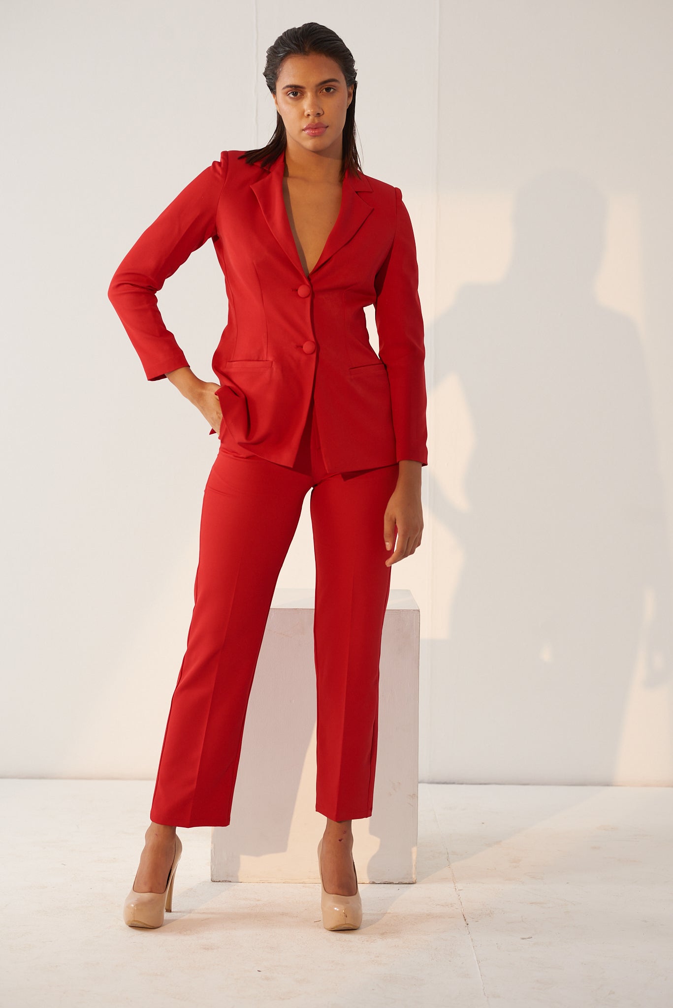 Smart Casual Formal Blazer for Female XS Red