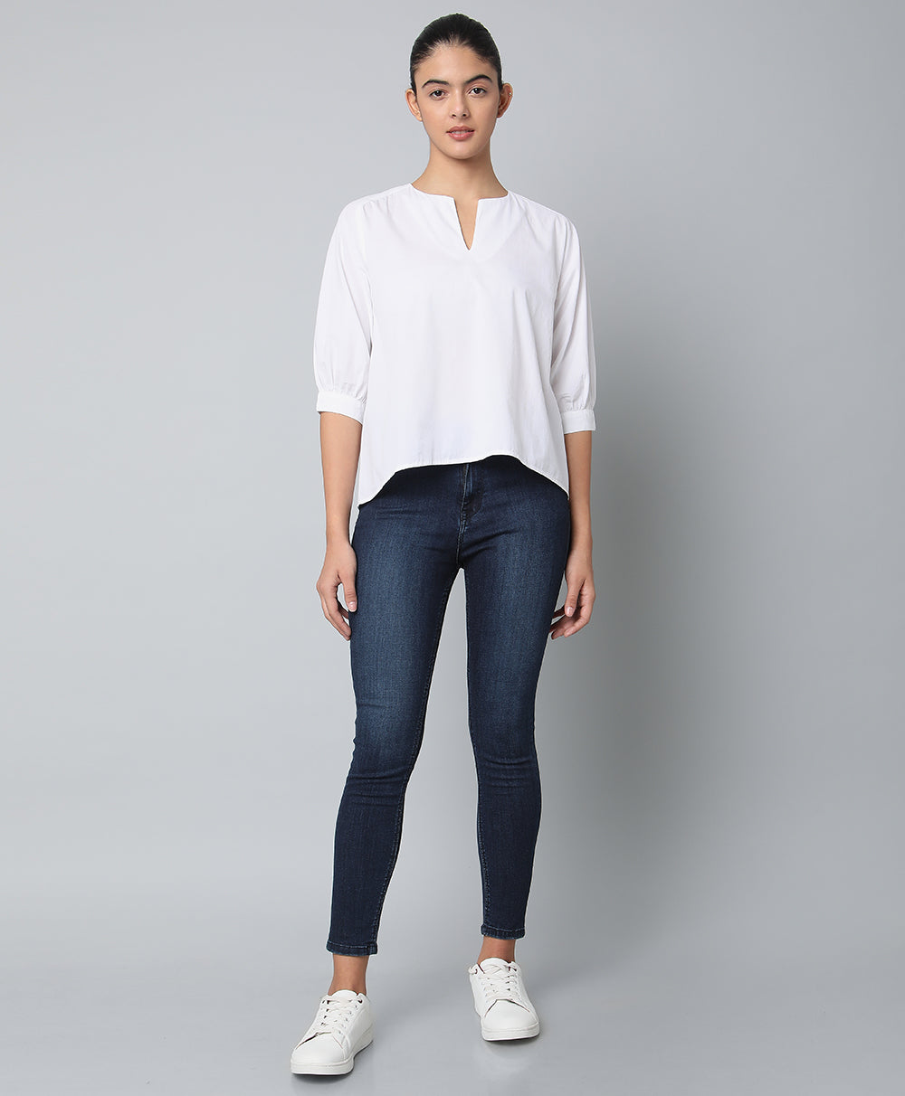 Women's Office Formal Pure Cotton High Low Top- White â The Ambition Collective