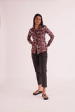 Palm Printed Purple Women's Office Shirt