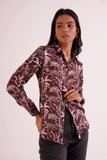 Palm Printed Purple Women's Office Shirt