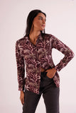 Palm Printed Purple Women's Office Shirt