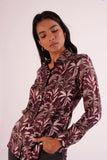 Palm Printed Purple Women's Office Shirt