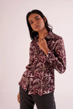 Palm Printed Purple Women's Office Shirt