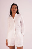 Classic Linen Ladies Co-Ord set in white.